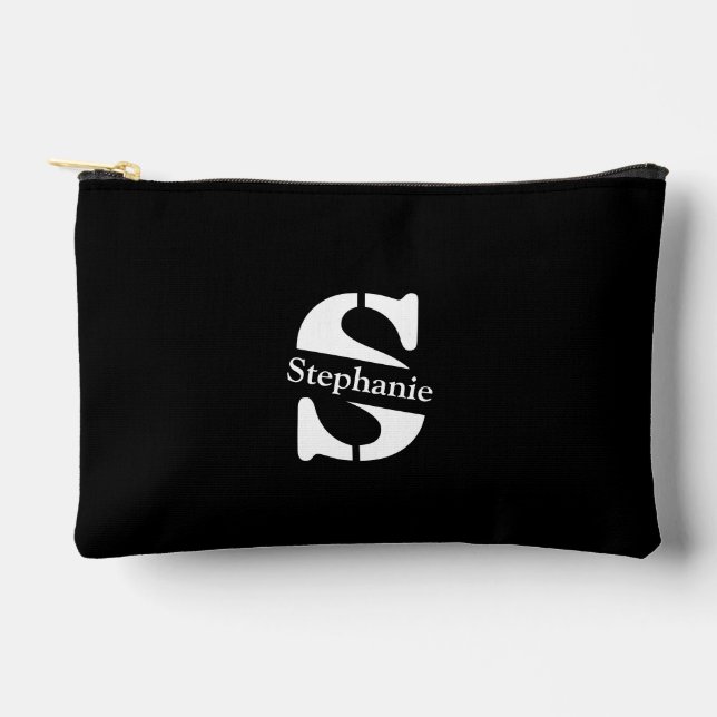 Simple Classic Professional Monogram and Name Accessory Pouch (Front)