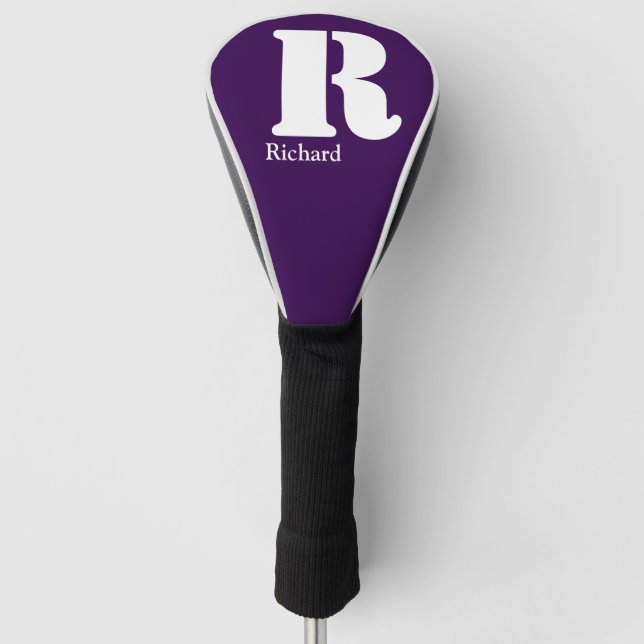 Simple Classic Professional Monogram and Name Golf Head Cover (Front)
