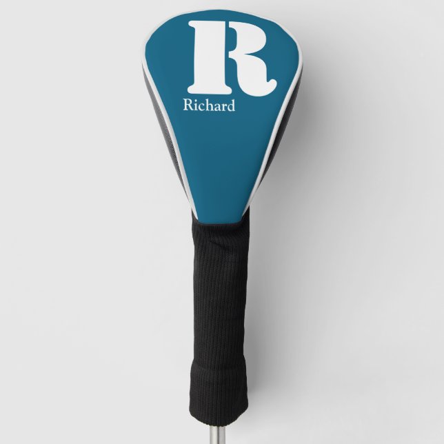 Simple Classic Professional Monogram and Name Golf Head Cover (Front)