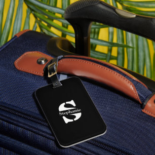 Simple Classic Professional Monogram and Name Luggage Tag