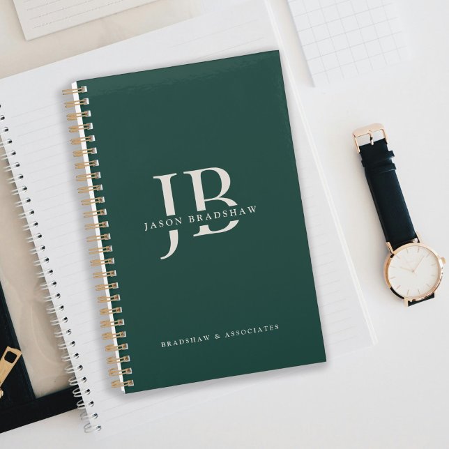 Simple Classic Professional Monogram Name Green Planner (Creator Uploaded)