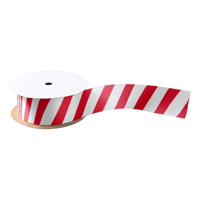 Simple Classic Red and White Striped Satin Ribbon (Spool)
