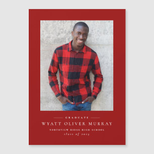 Simple classic red graduation announcement magnet