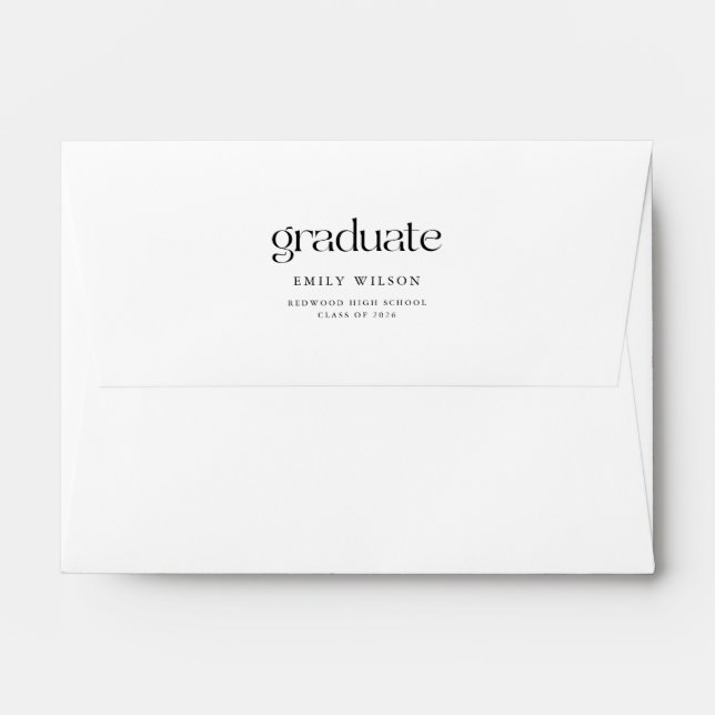 Simple Classic Retro Script Graduate Graduation Envelope (Back (Top Flap))