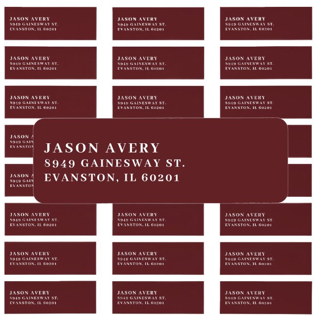 Simple Classic Return Address Text Based Burgundy (Creator Uploaded)