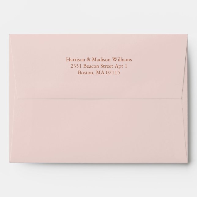 Simple classic rose gold blush pink custom elegant envelope (Back (Top Flap))