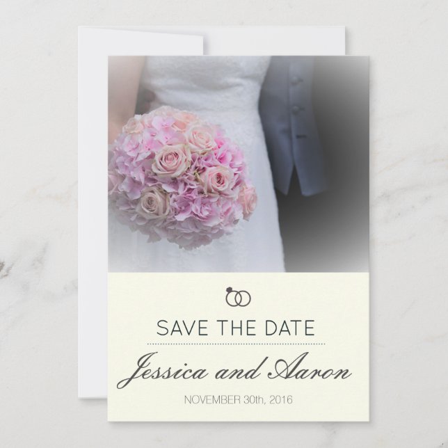 Simple Classic Save The Date Note Ivory Background (Front)