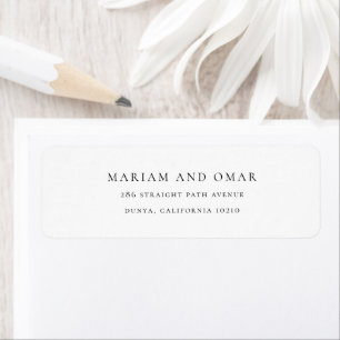 Simple Classic Script Black Wedding Return Address