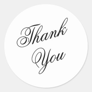 Simple Classic Script Thank You Round Sticker