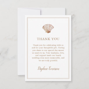 Simple Classic Seashell Beach Wedding Thank You Card