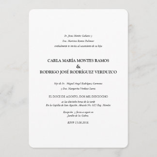 Simple Classic Spanish Wedding Invitation