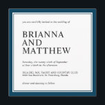 Simple Classic Square Navy and White Wedding Invitation<br><div class="desc">Simple and tasteful, this square wedding invitation design has a navy blue double border with a white centre background. The text pairings are crisp and elegant with emphasis on the bride and groom's names which appear in large print. The colour scheme is a wonderful choice for coastal weddings or destination...</div>