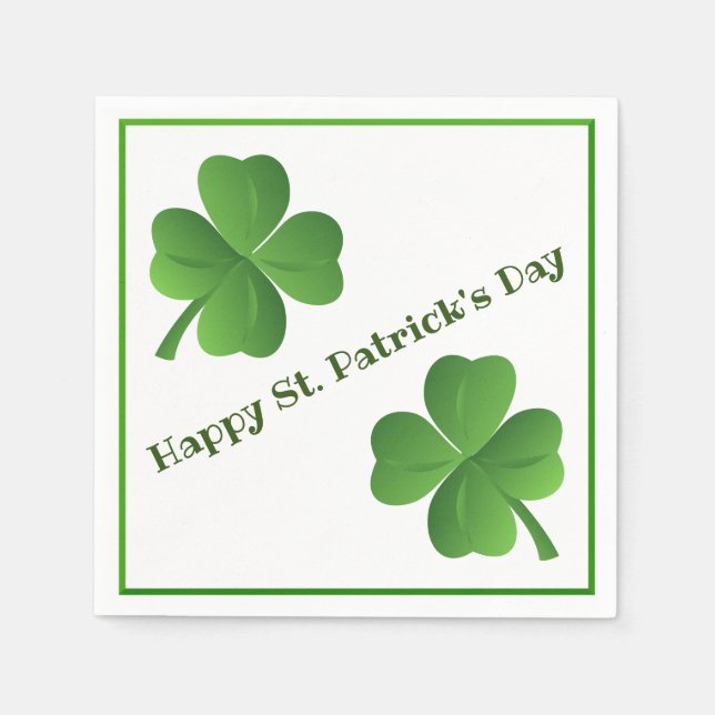 Simple Classic St. Patrick's Day Shamrocks Party Napkin (Front)