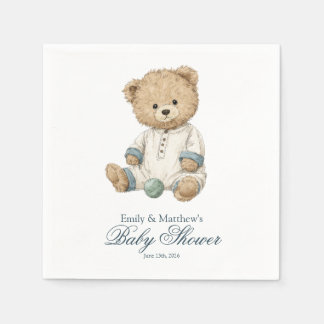 Simple Classic Teddy Bear Baby Shower Napkin