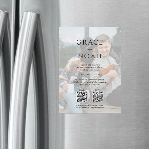 Simple Classic Typography 2 Photo QR RSVP Wedding Magnetic Invitation