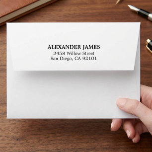 Simple Classic Typography Back Flap Return Address Envelope