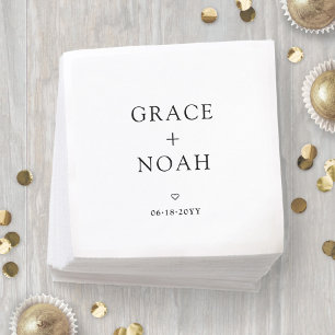 Simple Classic Typography Names Modern Wedding Napkin