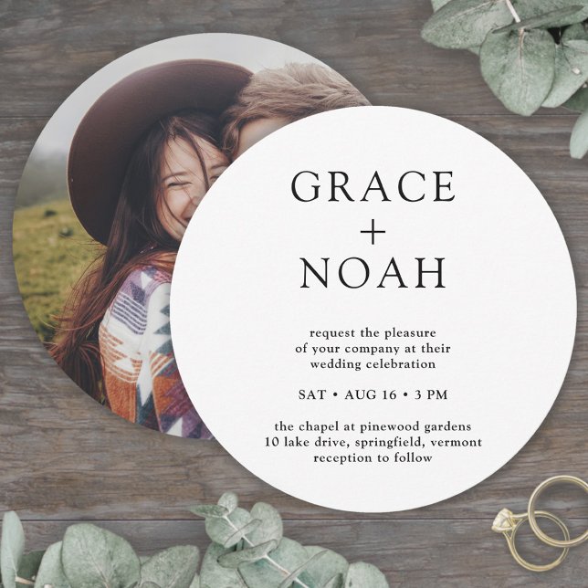Simple Classic Typography & Photo Minimal Wedding Invitation (Creator Uploaded)