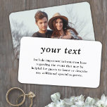 Simple Classic Typography & Photo Wedding Details Enclosure Card<br><div class="desc">Compliment simply elegant wedding invitations and provide important information to guests with stylish custom photo enclosure cards. All text on this template is simple to personalise or delete as needed. This card can include any celebration details of your choice such as directions, website, special requests, accommodations, reception or rsvp. The...</div>
