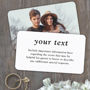 Simple Classic Typography & Photo Wedding Details Enclosure Card