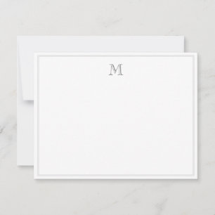 Simple Classic Vintage Grey Border Initial Letter Card