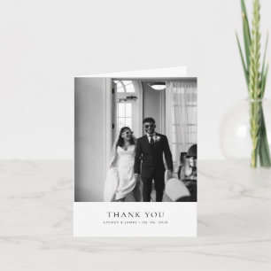 Simple Classic Wedding Photo Folded Thank You Card