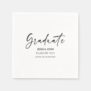 Simple Classic White Graduate Party Graduation  Napkin
