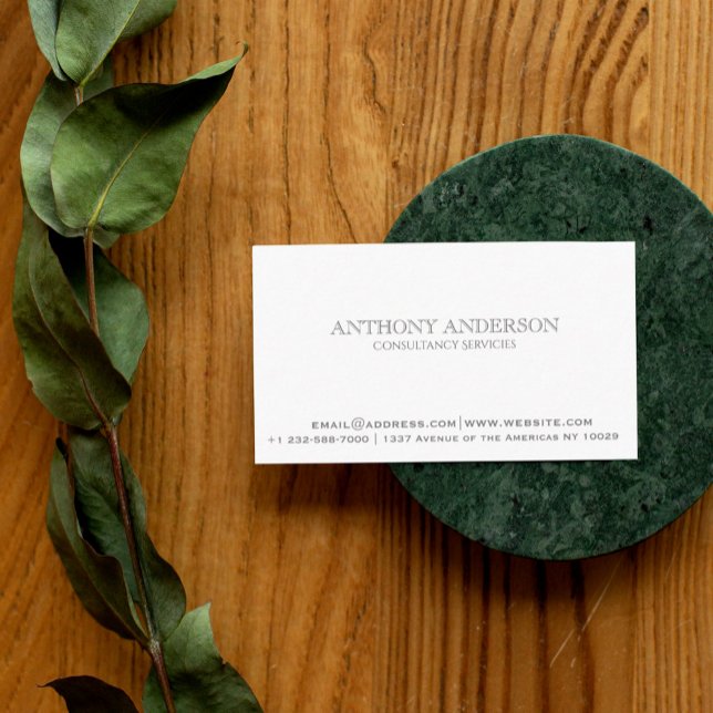 Simple classic white minimalist business card (Elegant clean white minimalist business card)