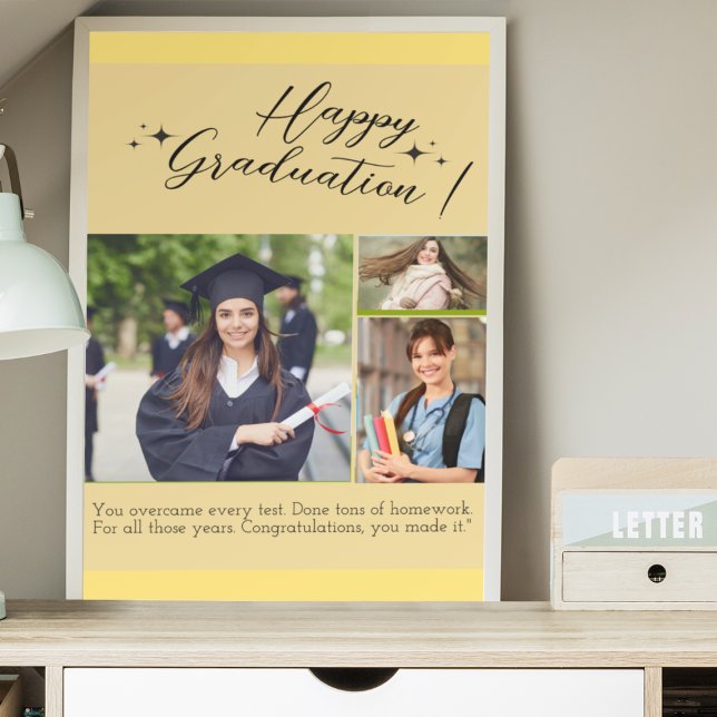 Simple Classic Yellow Paper Happy Graduation Day Poster (Creator Uploaded)