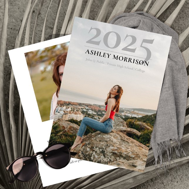 Simple Classy 2025 Two Photo Graduation Invitation (Simple and Classy 2025 Two Photo Collage Graduation Announcement - Print | Download)