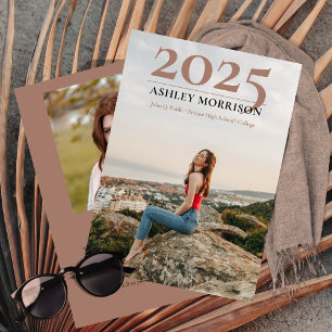Simple Classy 2026 Two Photo Terracotta Graduation Invitation