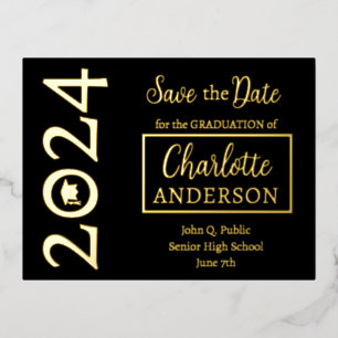 Simple Classy Black 2024 Graduation Announcement