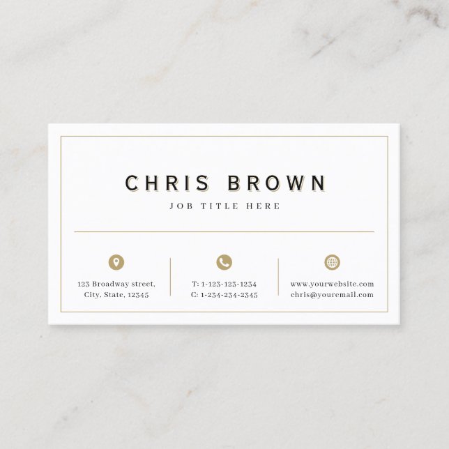 Simple classy black and gold custom professional business card (Front)