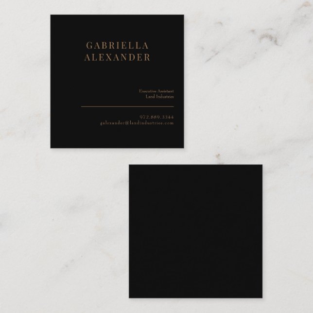 Simple Classy Black & Gold Square Business Card (Front/Back)