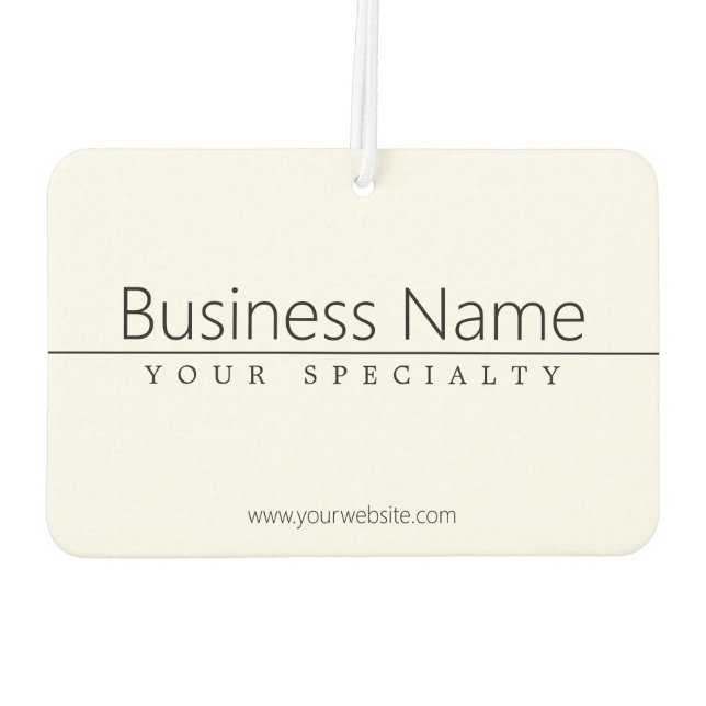 Simple Classy Black Text on White Car Air Freshener (Back)