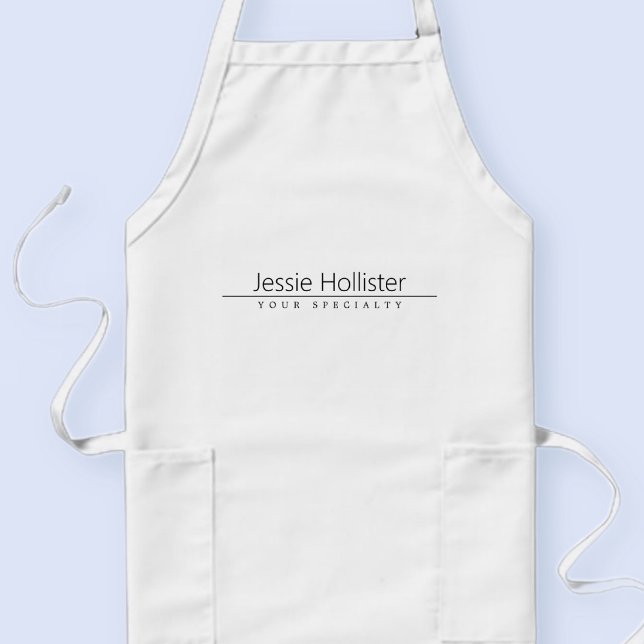 Simple Classy Black Text on White Long Apron (Creator Uploaded)