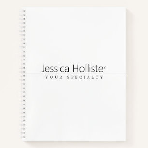 Simple Classy Black Text on White Notebook