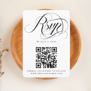 Simple Classy Elegant Script Modern QR Code RSVP Card
