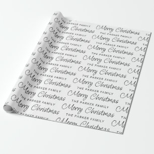 Simple Classy Family Name Merry Christmas Wrapping Paper