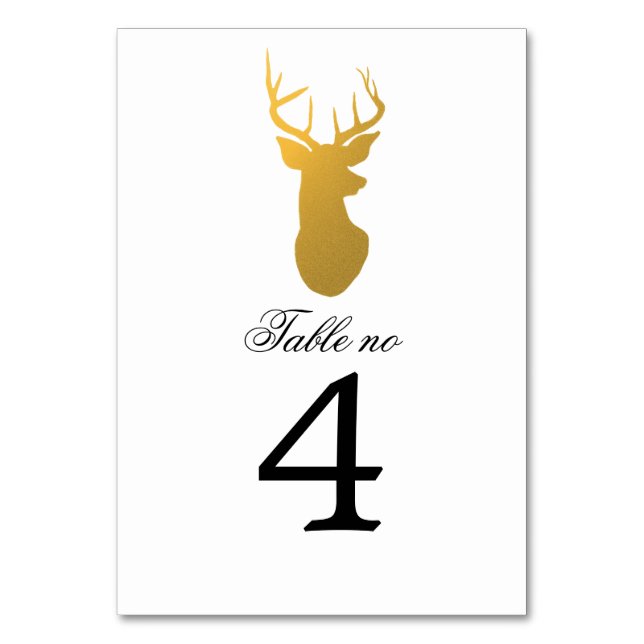 Simple Classy Gold Antler Modern Table Number (Back)