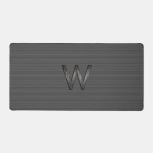 Simple & Classy Grey Black Personalised Monogram Desk Mat