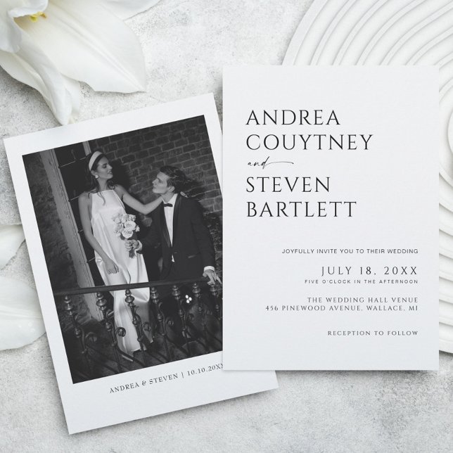 Simple Classy Photo Black and White Wedding Invitation (Creator Uploaded)