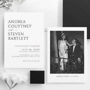Simple Classy Photo Black and White Wedding Invitation