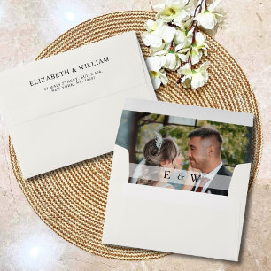 Simple Classy Photo overlay Initials Wedding Envelope