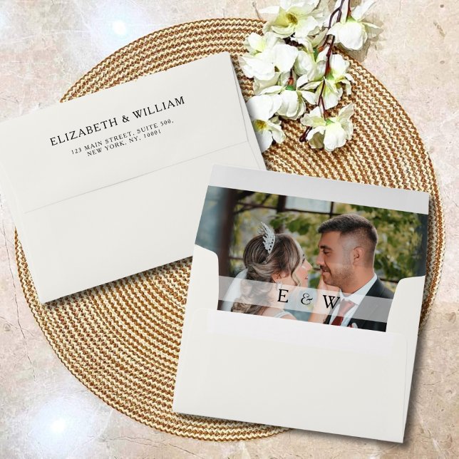 Simple Classy Photo overlay Initials Wedding Envelope (Simple Classy Photo overlay Initials Wedding Envelope)