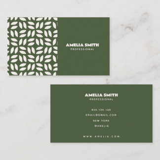 simple classy script green business card