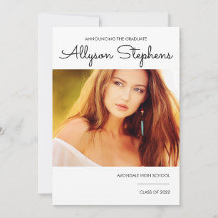 Simple Classy Script One Photo White   Black Text Announcement