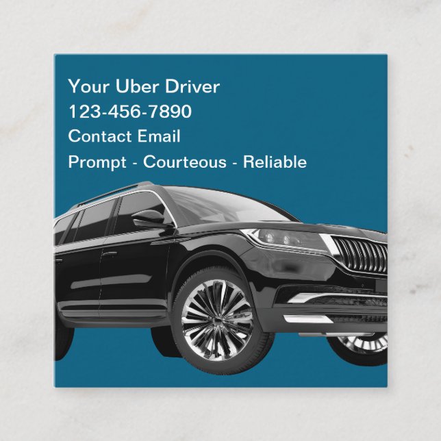 Simple Classy Uber Driver Taxi Business Cards (Front)