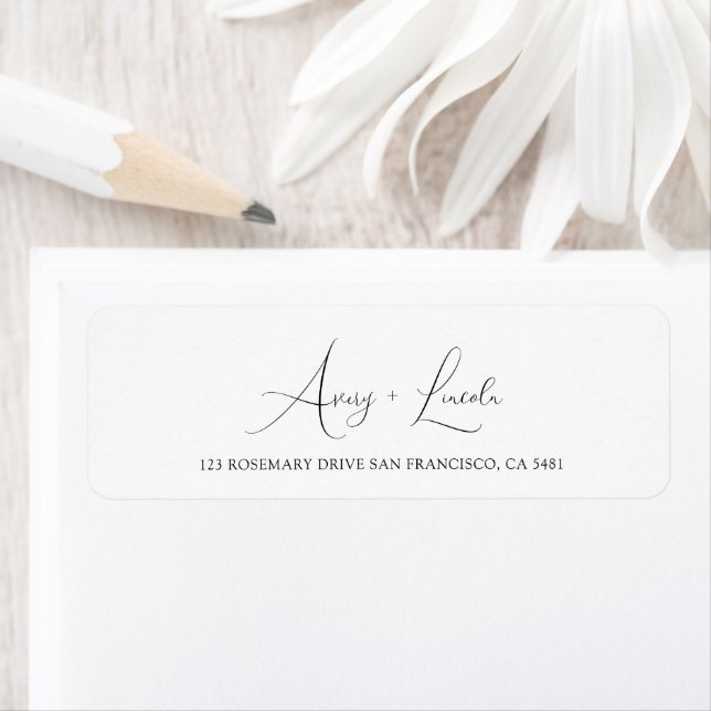 Simple Classy White & Black Script Wedding Address (Insitu)