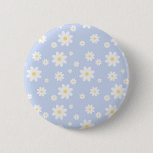 Simple Classy White Daisy Floral 6 Cm Round Badge